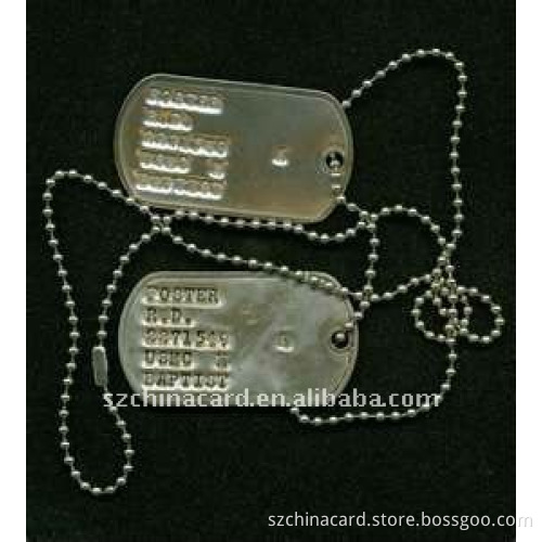 Stainless steel dog tag with ball chain